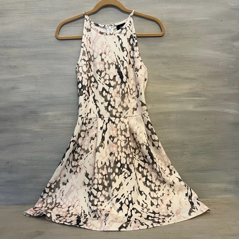 Mossimo Abstract‎ Print Pleated Racerback Flared Dress Size XS Good Condition